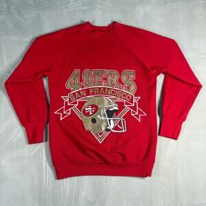Vintage 90s Logo 7 San Francisco 49ers Helmet Crewneck Sweatshirt Women Sz M